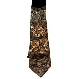 Endangered Species “Jaguar Jungle” Marc Dennis vintage animal conservation tie